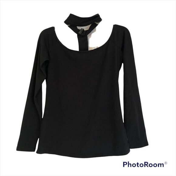 NWOT Guess Long sleeve Black Top Size Small with  Mock neckline - Picture 3 of 8